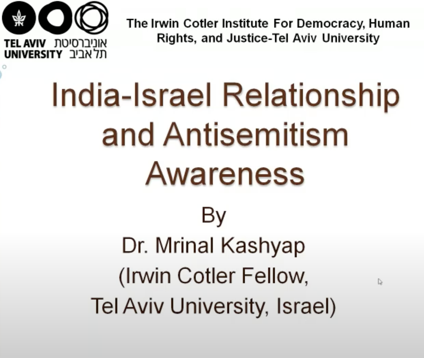 Israel-India Relations and Antisemitism Awareness